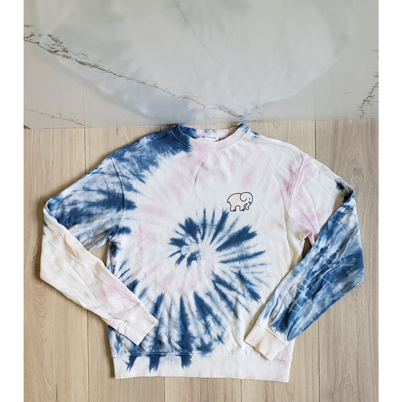 ivory ella Tops - Ivory Ella Sweatshirt Womens XS Pastel Pink Blue Tie-Dye Organic Cotton Crewneck